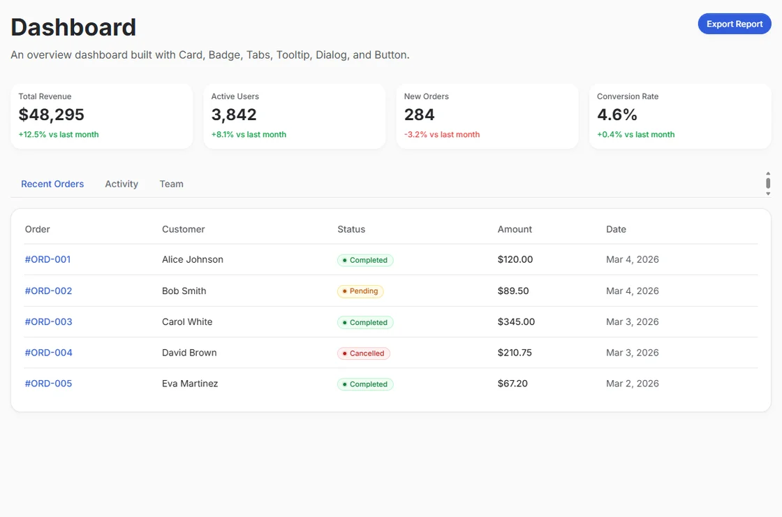 Overview interface preview