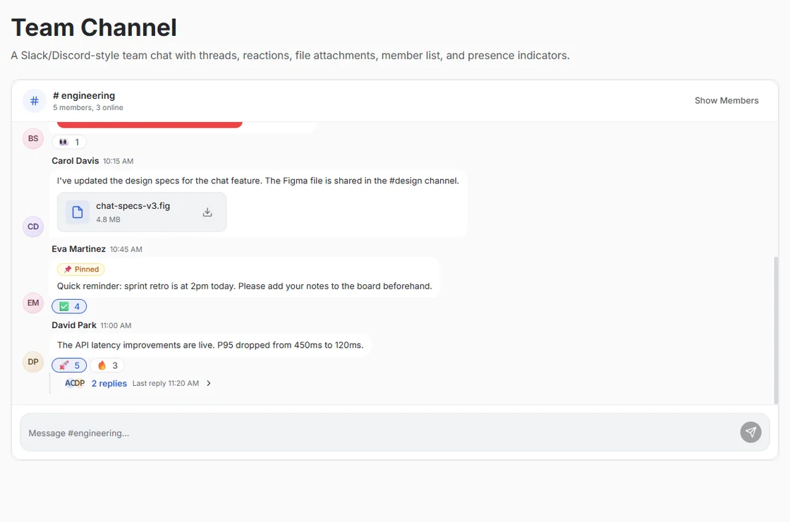 Team Channel interface preview